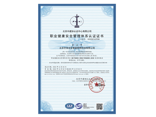 艺佳全彩-职业健康安全管理体系认证证书