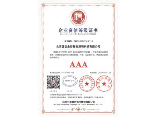 艺佳全彩-企业资信等级证书